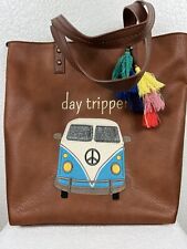 The Sac Brown Pleather Travel Tote Bag 70s Retro Volkswagen Day Tripper Tassels