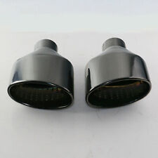 2.5 Inlet Black Exhaust Tips Stainless Steel Slant 6 Oval For Audi Rs Look