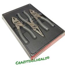 Snap-on Tools New Pl346acfdt Gray 3 Piece Slip-joint Pliers Set With Tray Usa