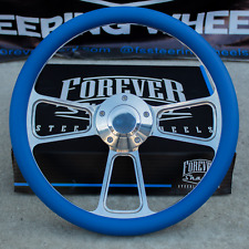 14 Billet Steering Wheel For Chevy Gm Ford Dodge - Blue Wrap And Horn Button