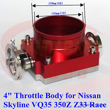 Race Throttle Body 100mm High Flow 4 For Nissan Skyline Vq35 350z Z33 Tps Red