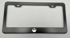 Laser Engraved Rebel Star Wars Black Stainless Steel License Plate Frame