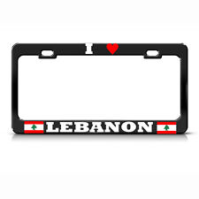 I Love Lebanese Lebanon Flag Black License Plate Frame Auto Suv Tag Border