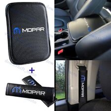 For Mopar Embroidery Car Center Armrest Cushion Mat Pad With Seat Belt Cover Set