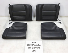99-01 Oem Porsche Carrera 911 Rear Upper Lower Black Leather Seat Cushion Set