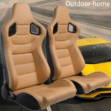 2pcs Adjustable Bucket Seats Car Racing Seats Pvc Leather Seat With 2 Sliders