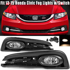 For 2013 2014 2015 Honda Civic Sedan Bumper Clear Fog Lights Lamp Wwiring Pair
