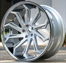 4 Custom 20 Inch Wheels Rims 5x112 Staggered Brushed Silver Chrome Mercedes