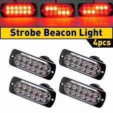 4pcs Car Red 12led Strobe Truck Warning Beacon Hazard Flash Light Bars