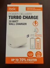 Itek Power Delivery Turbo Charge 20 Watt Wall Charger - 70 Faster Charging