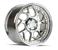 4set Aodhan Wheels Ds01 18x9.5 5x100 35 Vacuum Chrome Gold Rivets