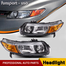 Black Headlights Amber Corner Headlamp For 2006-2011 Honda Civic Coupe 2dr Coupe