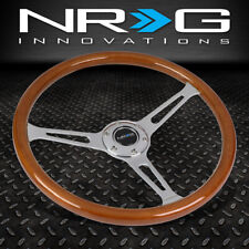 Nrg Reinforced 360mm Classic Wood Grain Chrome Slotted 3-spoke Steering Wheel