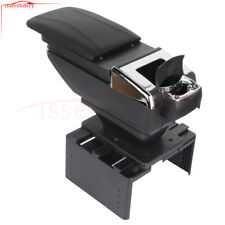 Center Console Armrest Storage Black Universal Leather Central Container Box