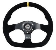 Nrg Reinforced Steering Wheel 320mm Sport Suede Flat Bottom Wyellow Center Mark