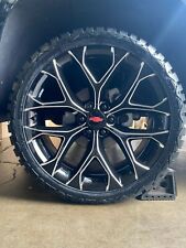 26 Inch Snowflake Black Milled Wheels 33 Rt Tires Yukon Sierra Silverado Rim