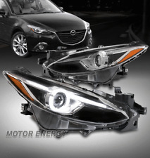 For 14-16 Mazda 3 Mazda3 Halo Led Tube Projector Headlight Lamp Black Lhrh Pair