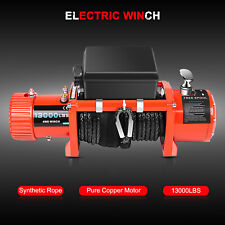 13000lbs Electric Winch 12v Synthetic Rope Off-road For Jeep Truck 4wd W Cover