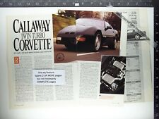 1990 3 Page Corvette Callaway Twin Turbo 350 Motor Intercooler Road Test Feature
