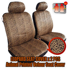 New 2pcs Front Leopard Velour Car Seat Covers For Toyota Camry Corolla