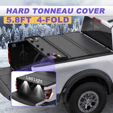 1x 5.7 5.8ft 4-fold Hard Tonneau Cover For 2009-2024 Ram 1500 Truck Bed W Led