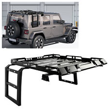 For Jeep Wrangler Jk 07-18 Roof Rack Luggage Carrier Cargo 2 Side Ladders 330lb