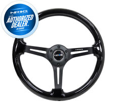 New Nrg Steering Wheel Black Wood Grain Black Spokes 350mm 3 Deep Rst-018bk-bk