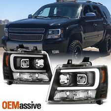 Fits 07-14 Chevy Suburban Tahoe Avalanche Black Led Drl Projector Headlights