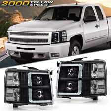 Fit For 2007-2013 Chevy Silverado 1500 2500 Blackclear Led Drl Headlights Lamps