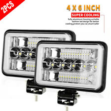 2pcs 4x6 Led Work Lights Driving Fog Headlights Drl For Car Suv Truck Tractor