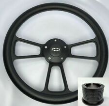 14 Black Steering Wheel Black Half Wrap Bowtie Horn Button Adapter A17