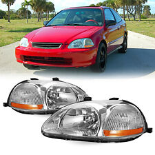 For 1996 1997 1998 Honda Civic Ek Ej Chrome Headlights Assembly Headlamps Lr