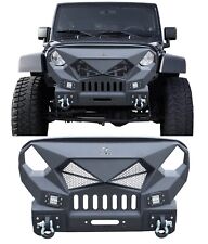Steel Mad Max Grill Front Bumper Wwinch Plate For 07-18 Jeep Wrangler Jkjku