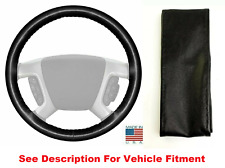 Black Genuine Leather Steering Wheel Cover Stitch On - Wheelskins 15 X 4-12
