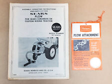 Sears Suburban Garden Tractor Manual Parts List Dealer Hang Tag Plow