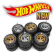 164 Scale 5 Spoke Muscle Offroad Real Rider Wheels Rims Tires Set Hot Wheel