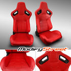 2 X Reclinable Red Pvc Leather Leftright Sport Racing Seats