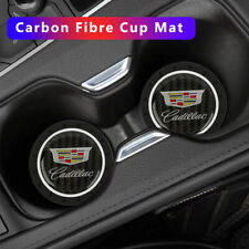 2pcs Silicone Carbon Fiber Car Cup Holder Pad Mat For Cadillac Anti-slip