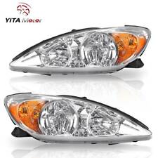 Headlights Assembly For 2002-2004 Toyota Camry Chrome Housing Replace Headlamps