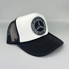New Mercedes Benz Black White Hat 5 Panel High Crown Trucker Snapback Vintage