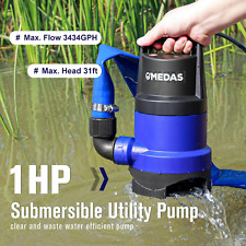 1hp Submersible Sump Pump 3434 Gph Cleandirty Water Portable With 16.4ft Cord