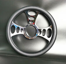 Pvc 9-hole V-8 Black 14 Chrome Billet Aluminum Steering Wheel W Half Wrap