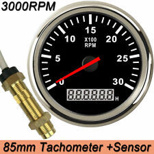 85mm Tachometer 3000 Rpm Tacho Sensor With Lcd Hourmeter For Car Boat 12v24v