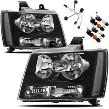 For 07-14 Chevy Avalanche Tahoe Suburban Headlights Assembly Black W Bulbs