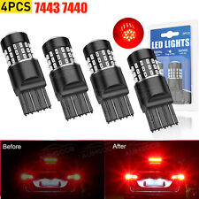 2 Pairs 7443 7440 Led Red Brake Stop Tail Parking Light Bulbs Cel