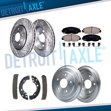 Front Drilled Rotors Brake Pads Rear Drum Shoes Kit For 2006 - 2011 Honda Civic