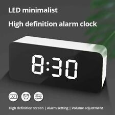 Led Digital Mirror Table Clock Alarm Snooze Display Desktop Usb Time Night Light