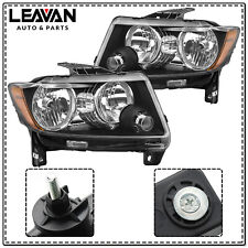 For 2011-2013 Jeep Grand Cherokee 11-17 Compass Headlights Set Halogen Black
