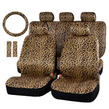 12pcs Car Seat Cover Set All Year Round Use Leopard Print Full Set Car Seat Case