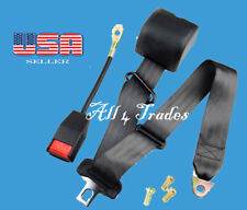 1 Kit Of 3 Point Strap Retractable Adjustable Safety Seat Belt Black